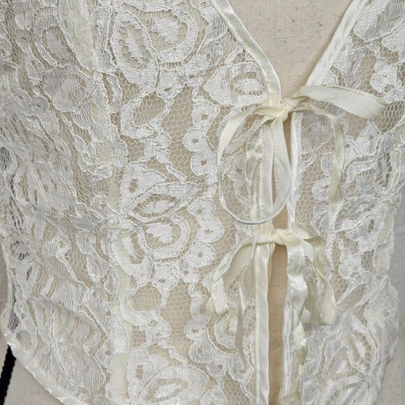 Vintage Tres Chic Ivory White Camisole Size Small Medium Bridal Coquette Dainty - Picture 2 of 6